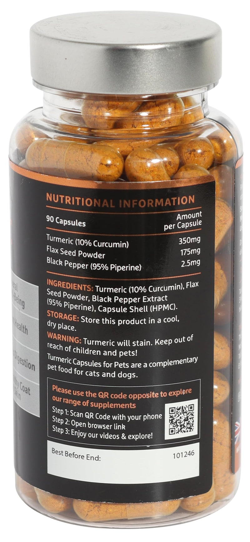 The Golden Paste Company - Natural Premium Turmeric for Dogs - 90 Capsules - Dog Supplements for Pet Joint Care, Wellness & Digestion - Joint Supplements for Dogs - Advanced Dog Joint Supplements