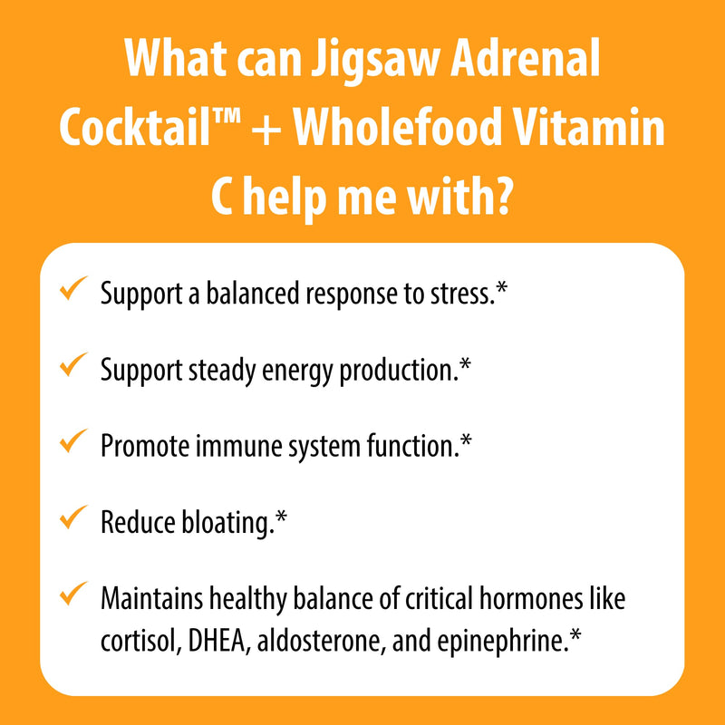 Jigsaw Health Adrenal Cocktail + Wholefood Vitamin C | with Potassium Bicarbonate, Sea Salt, and Acerola Cherry Extract | 60 Servings (Packets) 8.5 Ounce (Pack of 60)
