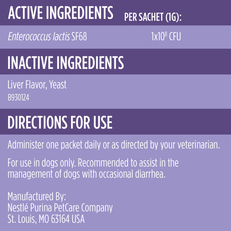 Purina Pro Plan Veterinary Supplements FortiFlora Daily Probiotics for Dogs,Helps Digestive Gut Health and Diarrhea - 30 ct. Box,(Pack of 2) 30 Count (Pack of 2)