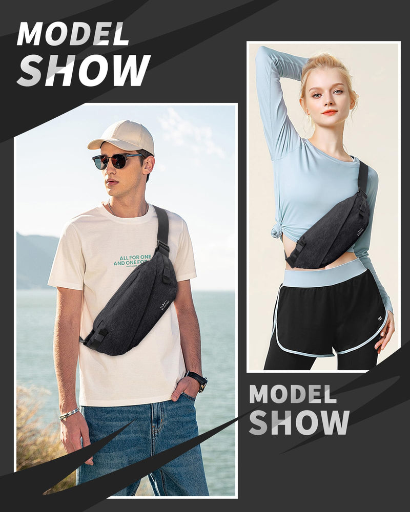 Fanny Pack for Mens Crossbody Bag, Sling Bag for Women Anti Theft Waist Packs with Adjustable Strap Casual Daypack for Running Sports Hiking Cycling Travel Walking - Black A2-Black