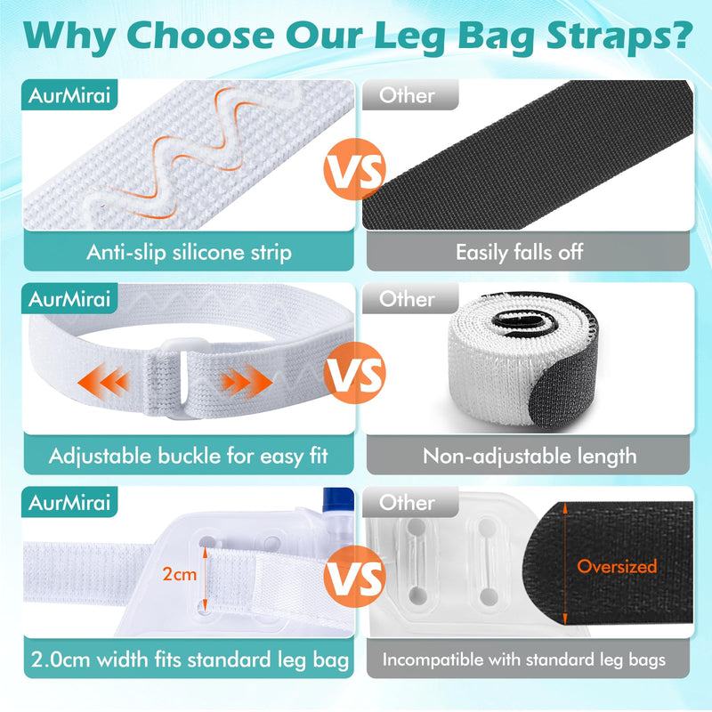 4 PCS Adjustable Anti-Slip Catheter Leg Bag Straps | Medical Cotton with Silicone Grip | Fits Foley Urinary Drainage Bags | Post-Surgery, Elderly Care | Washable, Latex-Free, Hypoallergenic Pure-white