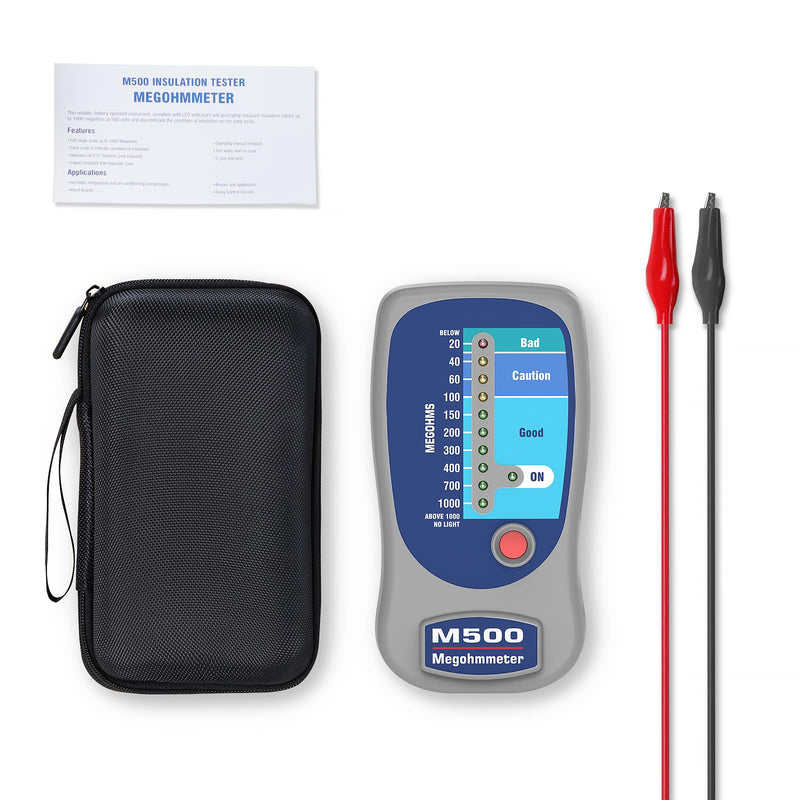 M500 Megohmmeter Tester | Professional HVAC Compressor & Electrical Insulation Tester | Industrial Measuring Instrument for Furniture Maintenance