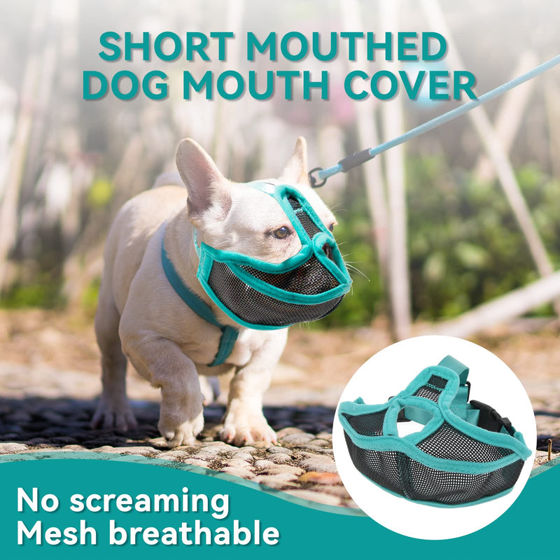 Muzzle for dogs, dog muzzle with short snout, mesh adjustable muzzle French bulldog, breathable short snout anti-bite bulldog for anti-biting, anti-bark licking L - BeesActive Australia