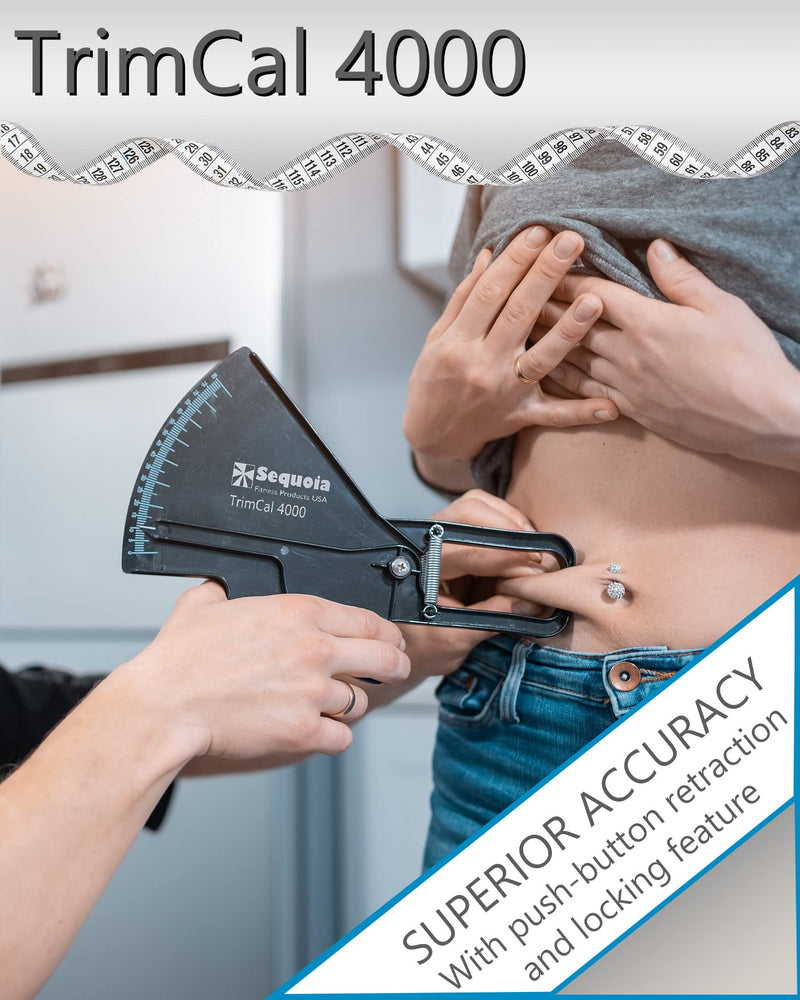 Sequoia Fitness Trimcal 4000 Body Fat Caliper with Body Measure Tape & Fat% Chart (Black & Black) Black & Black - BeesActive Australia