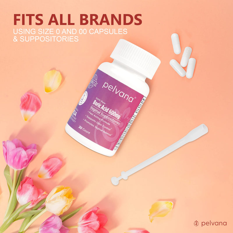 Pelvana Suppository Applicators for Women - (30 Pack) - Fits Size 0 and 00 Capsules - Often Used with Boric Acid Suppositories Pack of 30 - BeesActive Australia