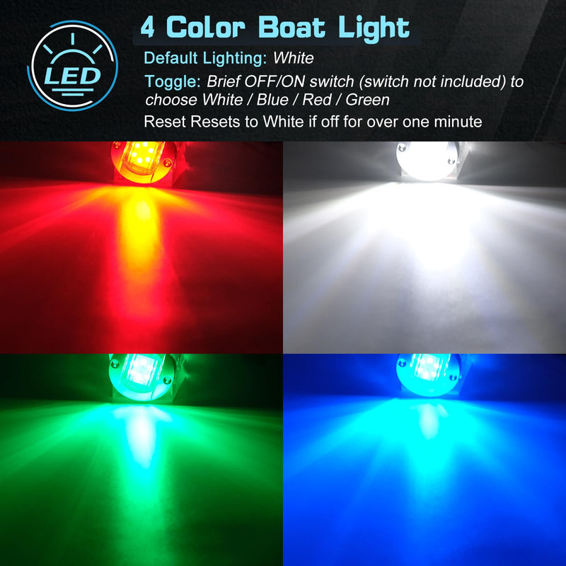 UCINNOVATE 8x LED Round Boat Lights, Navigation Light, Courtesy Lights, 4-Color Boat Interior Lights, 12V Boats Transom Light for Yacht, Pontoon Boating, Sailboat, Kayak (Red/Green/Blue/White) 8PCS(ROUND) R/G/B/W - BeesActive Australia