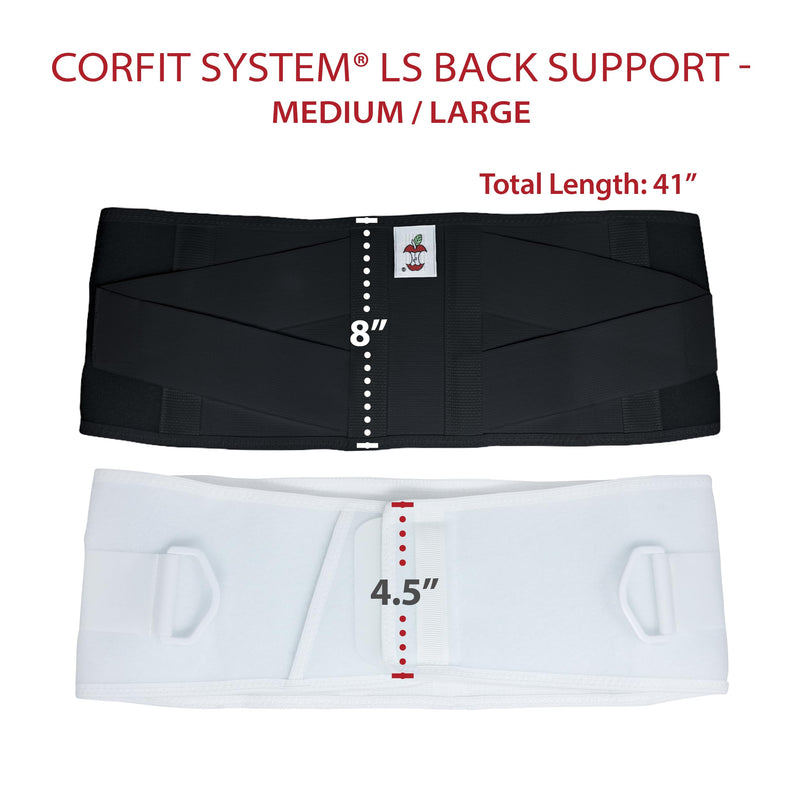 Core Products Corfit LS Lumbar Support Adjustable Back Brace for Pain Relief, Men/Women - White, Medium/Large