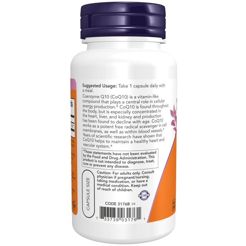 NOW Foods Supplements, CoQ10 (Coenzyme Q10) 200 mg, Cardiovascular Health*, 60 Veg Capsules CoQ10 200 mg