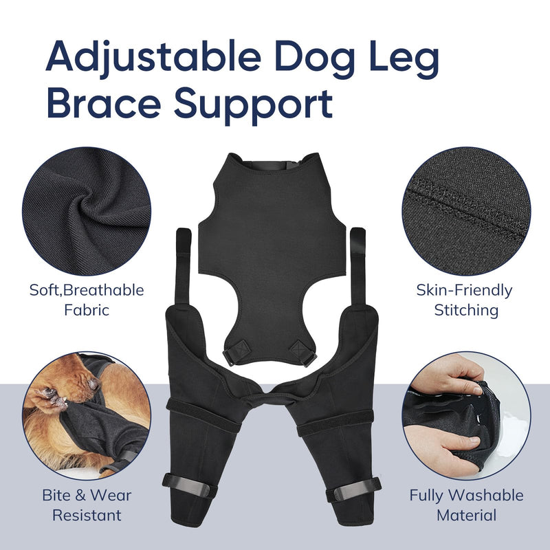 Supet Dog Rear Leg Sleeve to Stop Licking, Soft Breathable Back Leg Recovery Cover for TPLO CCL Surgery, Belly Opening for Male and Female Dogs, Cone Alternative Glossy Black M