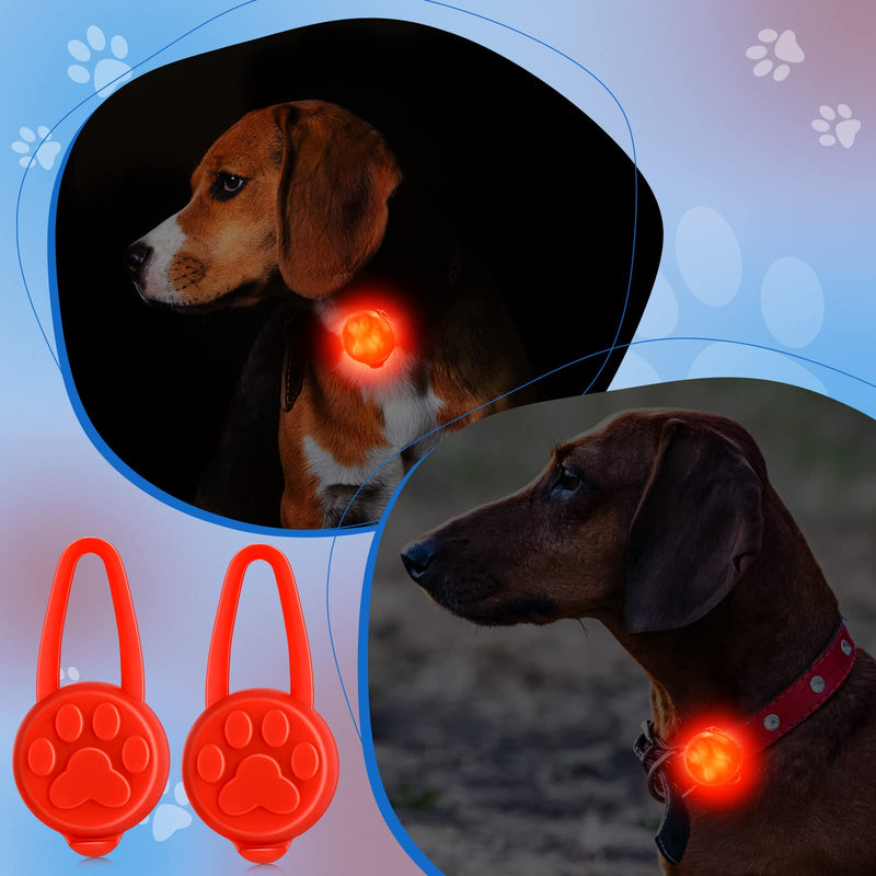 2 Pieces Luminous Dog Collar Light 3 Modes Silicone Cat Dog Lights LED Light for Dogs Collar Waterproof Clip-on Dog Leash and Safety Light Dog Collar with Battery (Red) - BeesActive Australia