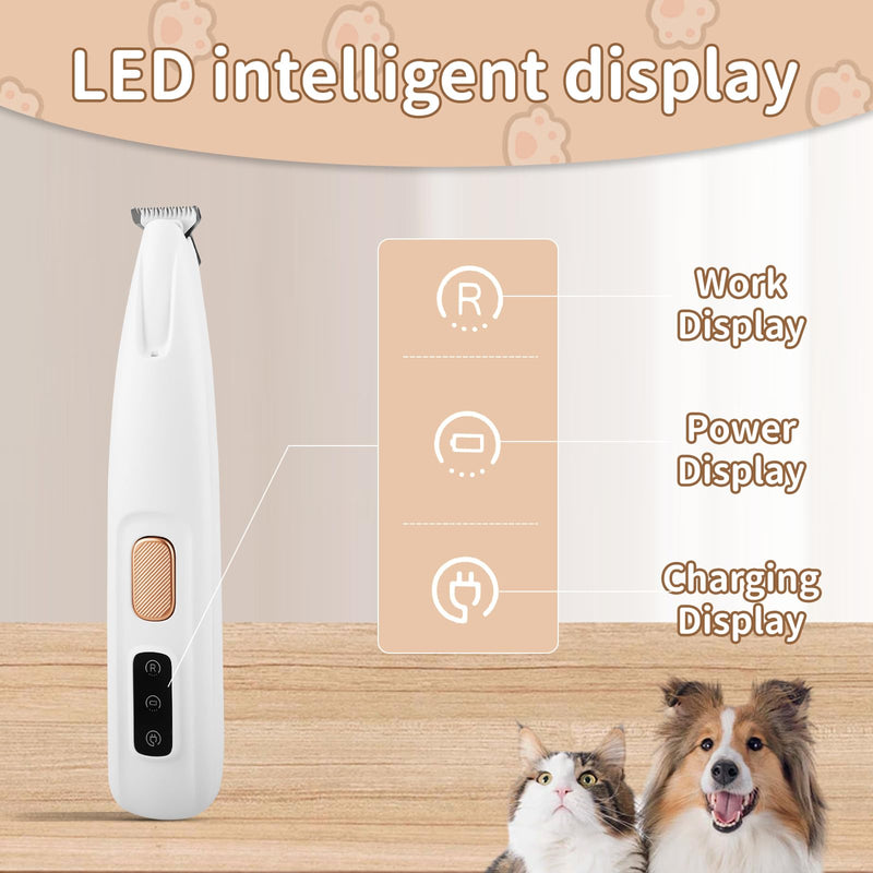 Upgraded Dog Paw Trimmer, Paw Trimmer for Dogs, Rechargeable Pet Shaver with LED Light, Low Noise Pet Hair Clippers for Paws Eyes Ears Face Rump