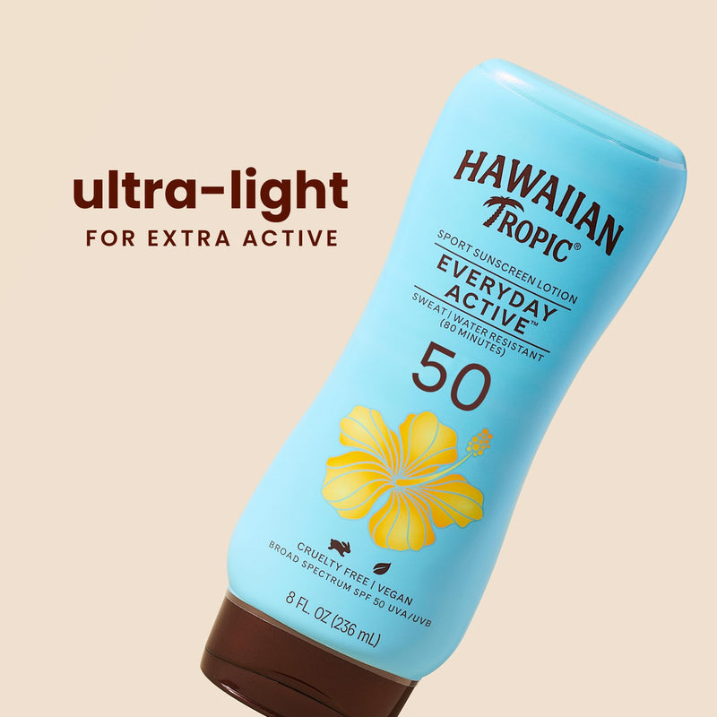 Hawaiian Tropic Everyday Active Lotion Sunscreen SPF 50, 8oz | Hawaiian Tropic Sunscreen SPF 50, Sunblock, Broad Spectrum Sunscreen, Oxybenzone Free Sunscreen, Water Resistant Sunscreen, 8oz 8 Fl Oz (Pack of 1) - BeesActive Australia