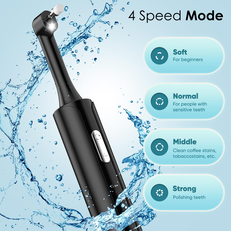 Tooth Polisher Rechargeable Teeth Polisher with 5 Brush Heads,4 Speed Modes