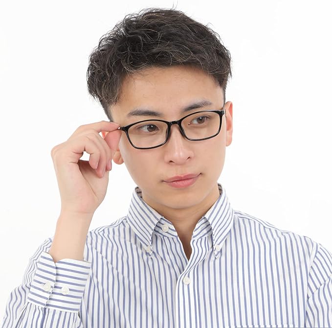 [MOOM] Comfortable and easy-to-use ultra-lightweight square glasses for men, relaxing glasses to wear at home, black color, with original soft case MM-200C1-NS-parent - BeesActive Australia