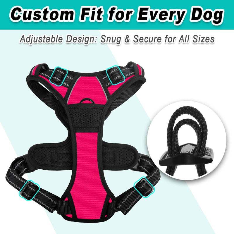 BARKBAY No Pull Pet Harness Dog Harness Adjustable Outdoor Pet Vest 3M Reflective Oxford Material Vest for PINK Dogs Easy Control for Small Medium Large Dogs (L) - BeesActive Australia