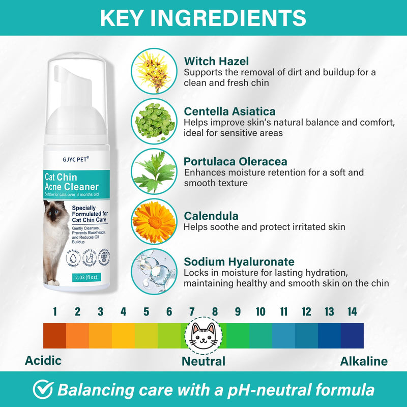 Cat Chin Acne Cleaner - No-Rinse Blackhead & Pimple Solution with Applicator Brush, Mild Formula for Feline, Safe for Sensitive Skin (2 fl. oz) - PawsPlanet Australia