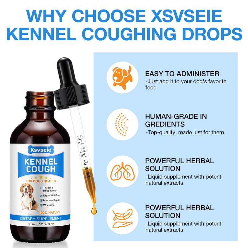 Kennel Cough Treatment, Xsvseie Kennel Cough Drops for Dogs Natural Cough Supplement for Dogs Herbal Kennel Cough Drops for Dogs All Breeds & Size - PawsPlanet Australia