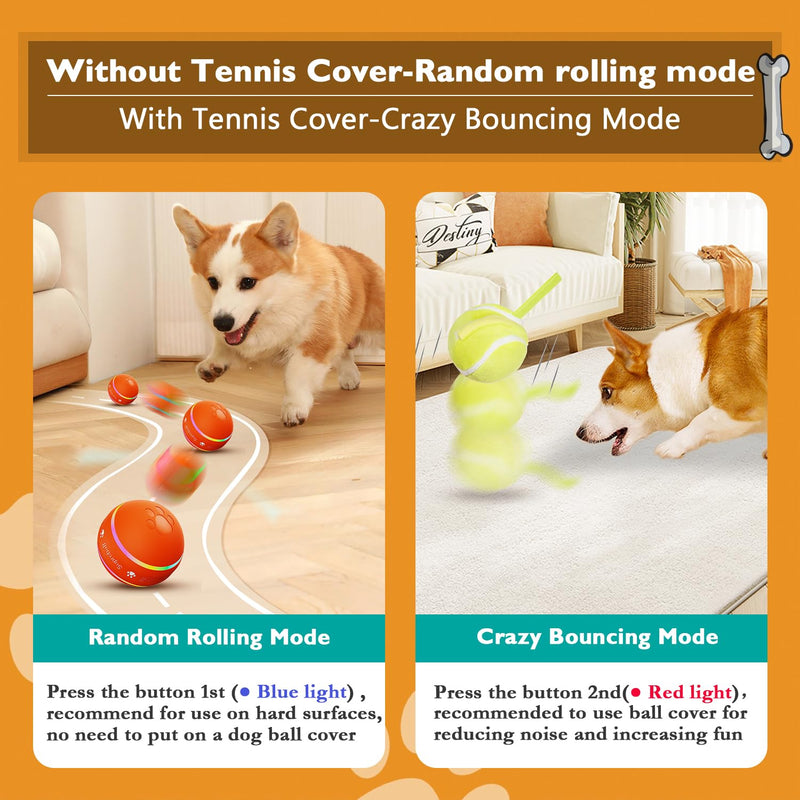 PetDroid Interactive Dog Toys Dog Ball,[2025 Newly Upgraded] Durable Motion Activated Automatic Rolling Ball Toys for/Small/Medium/Large Dogs,USB Rechargeable (Orange) Orange - BeesActive Australia