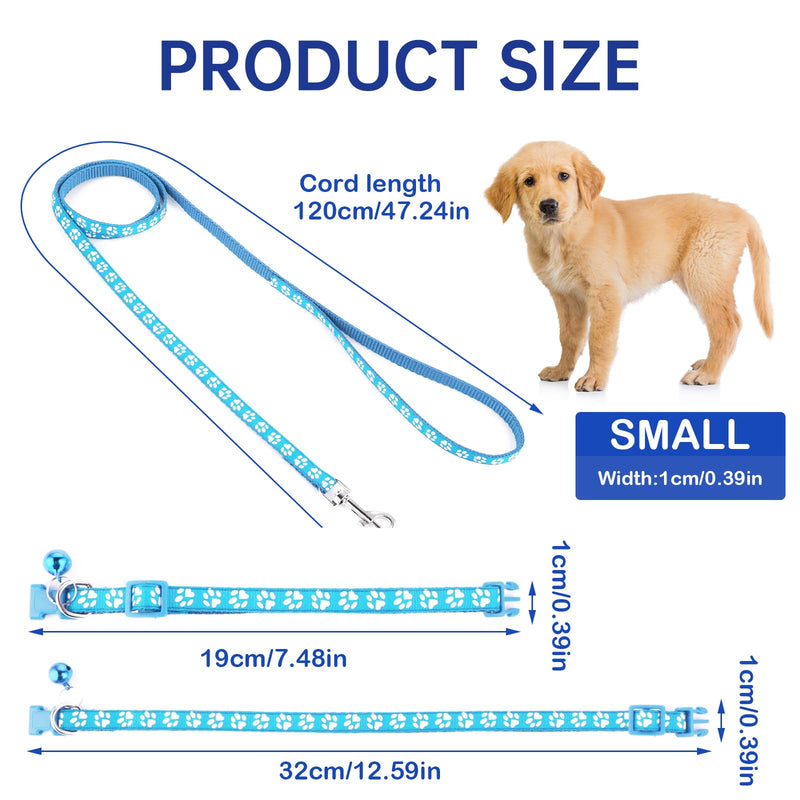 3 Pack Puppy Collar and Leashes Dog Collar and Leash for Small Dogs Pet Cat Kitten Collar and Leashes Adjustable Training Rope Quick Release Paw Print Soft Nylon Pet Collar - BeesActive Australia