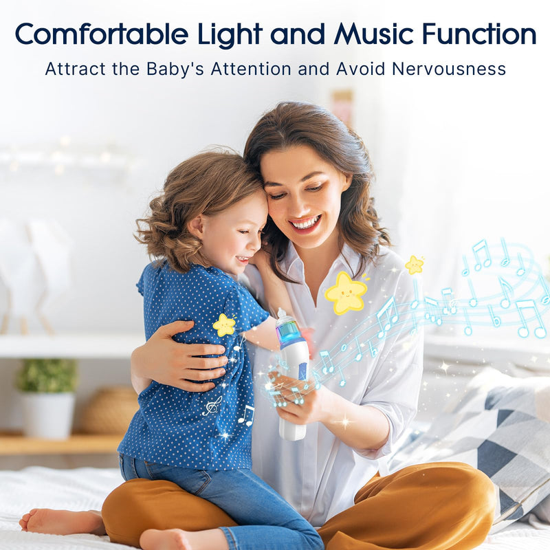Electric Nasal Aspirator for Baby, Nose Aspirator for Toddlers, Rechargeable Baby Nose Sucker, Nose Cleaner with 3 Silicone Tips, 5 Suction Levels, Music and Light Soothing Function，Blue Blue