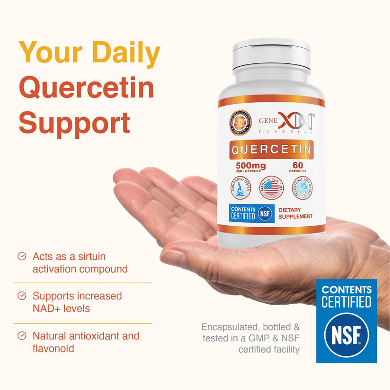 Genex Formulas Quercetin 500mg, Immune Support & Cellular Health, 3 Pack | Supplement for Heart Health, Antioxidant and Allergy Protection, NSF Certified for Safety, Quality & Label Accuracy 60 Count (Pack of 3)