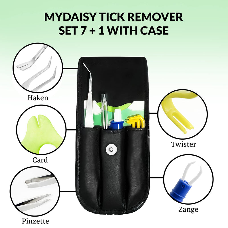 MYDAISY tick tweezers 7 in 1 set with case, human tick tweezers - tick tweezers for dogs, tick card, complete set for removing ticks mix - BeesActive Australia