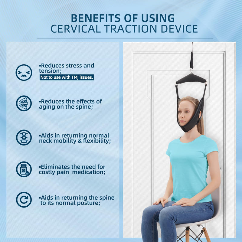 Cervical Neck Traction Device Over-The-Door,Portable Neck Stretcher,Effective Home Physical Therapy for Neck Pain Relief - BeesActive Australia
