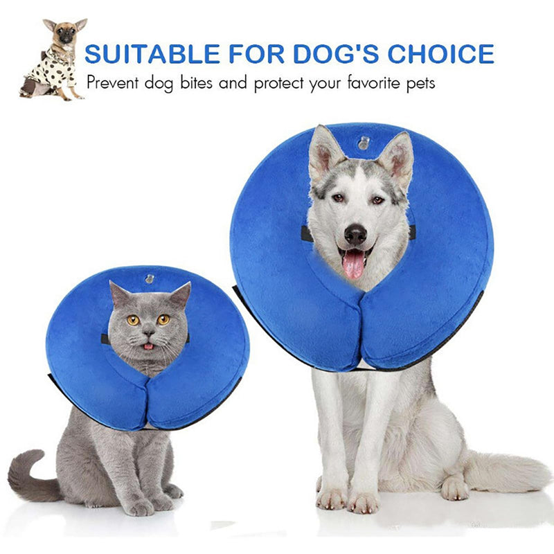 Dinghaole Inflatable Dog & Cat Neck Brace, Soft Nylon Pet Collar, Leak Protection for Dogs Recovering from Surgery or Wounds (Medium - Blue) - BeesActive Australia