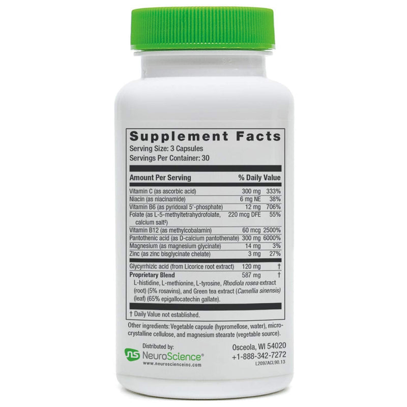 Neuroscience AdreCor with Licorice Root & Cortisol Supplement, 90 ct | Supports Energy, Adrenal Health & Stress Resilience, Calm Aid, Vitamins & Amino Acids