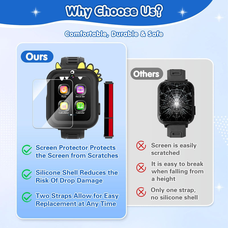 MOFGDNI Smart Watch for Kids with 39 Games Touchscreen Camera Video, Music Player, Pedometer, Calculator, Calendar, Stopwatch, Flashlight, Alarm Clock 12/24 hr, Birthday Gifts Toys for Boys Ages 3-12 Black - BeesActive Australia