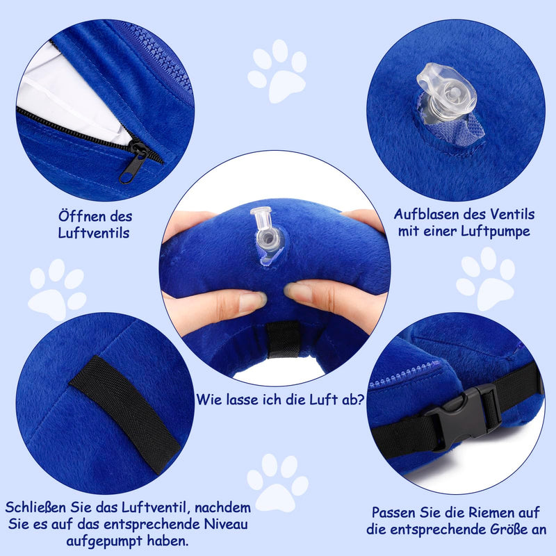 Lvefyti Inflatable dog collar, adjustable dog collar, leak protection with protective layer, breathable Elizabethan dog bodysuit after surgery, recovery collar, prevention of bite and lick wounds (blue, L) blue L (neck circumference: 30.5-45.7cm/12"-18") - BeesActive Australia