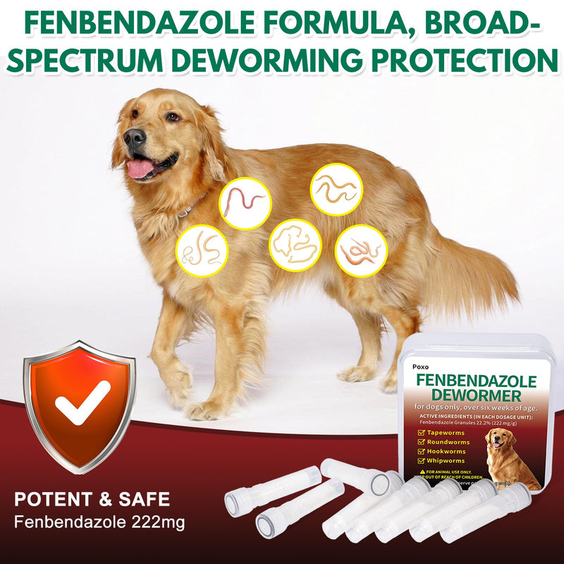 Fenbendazole Dog Dewormer Powder for Tapeworms, Roundworms, Hookworms & Whipworms, 1g Pouch (Treats 10lbs per Pouch)