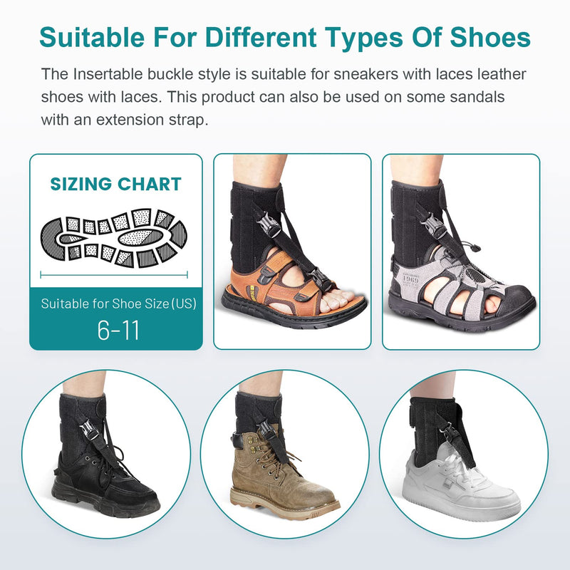 Foot Drop Brace for Walking Lifting Shoes, Drop Foot AFO Brace Help Raise Shoes, Foot Up Splint for Ankle, Improved Walking Gait, Prevent Falls and Injuries, for Left and Right-Black BIack - BeesActive Australia