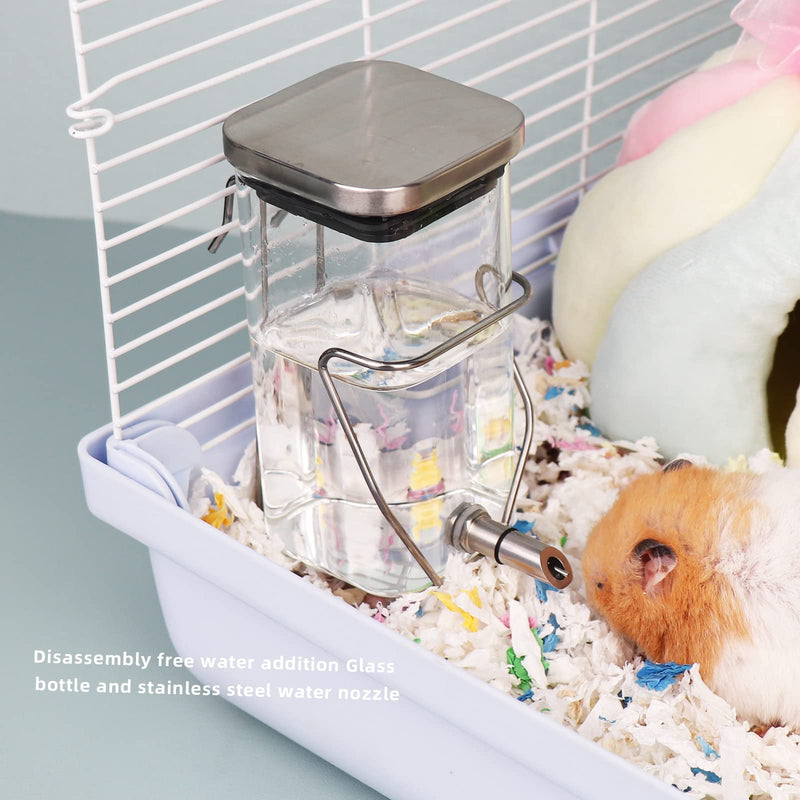 Guinea Pig Water Bottle No Drip, Rabbit Glass Waterer, Chinchilla Stainless Steel Nozzle Anti-Bite Water Dispenser for Small Animal, Bunny, Hamster, Sugar Glider and Rat(20.2oz) 20.2oz - BeesActive Australia