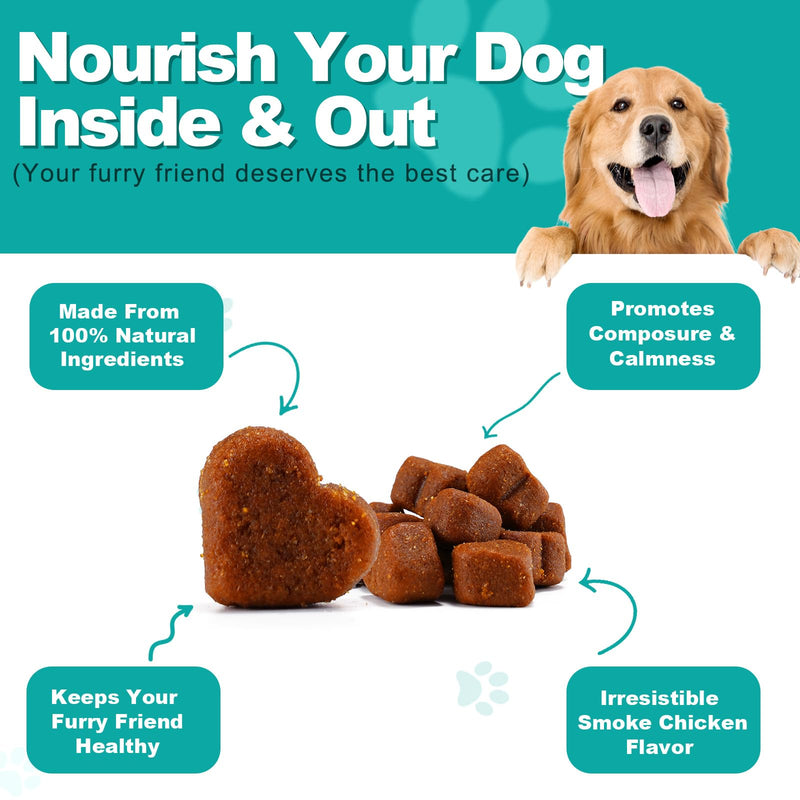 Calming Chews for Dog(Chicken 30PCS),100% Natural Ingredients Dogs Calming Treats,Helps Dog Anxiety & Stress Relief, Separation and Barking,for All Breeds & Sizes 2.6oz(75g) Chicken