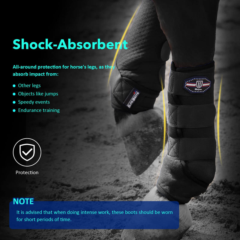 Harrison Howard Horse Sport Medicine Front Shock-Absorbing Boots All-Round Lower Limb Protection & Support Sport Boots Perfect for Endurance Training and Performance Pack of 2 Piano Black L Full (Large) - BeesActive Australia