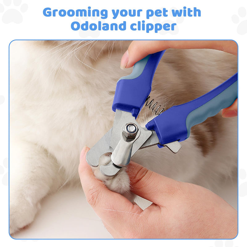 Odoland Dog Brush Grooming Care Kit - Dog Brush, Dog Slicker Brush, Undercoat Rake, Dog Hair Removal Comb, Pet Nail Clippers, Shedding Tool for Long matted Haired Cat and Puppy Blue - BeesActive Australia