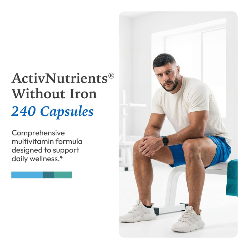 XYMOGEN ActivNutrients Without Iron, 240 Count | No Iron Multivitamin for Wellness Support, Energy Production, and Immune Support, Antioxidant Activity 240 Count (Pack of 1)