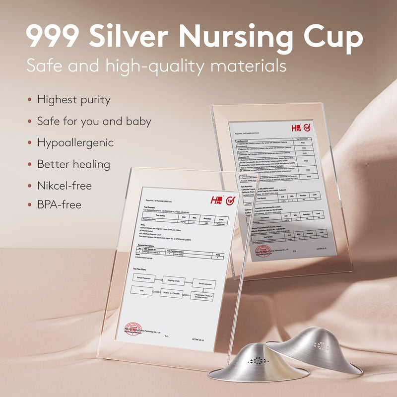 Momcozy 999 Silver Nursing Cups Original Perforated Breathable Design, 999 Silver Nipple Cover for Breastfeeding Essential, Silver Nipple Shield for Nursing Newborn, Metal Nipple Shields, Regular Size - BeesActive Australia
