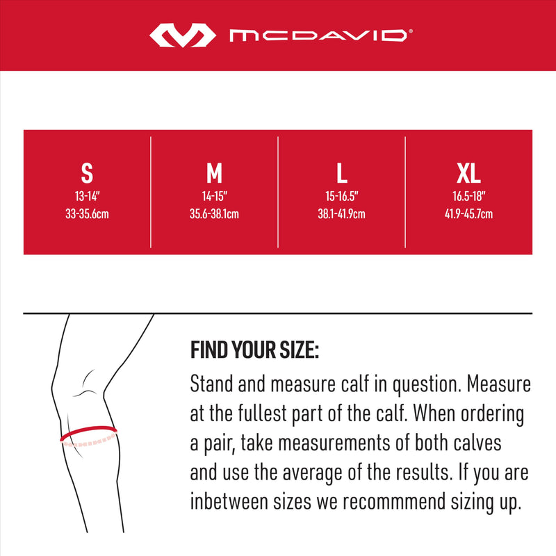 McDavid Calf Compression Sleeve for Men and Women – Latex-Free Light Support for Shin Splints, Varicose Veins, Calf Strains – for Running, Walking, Hiking Large Black