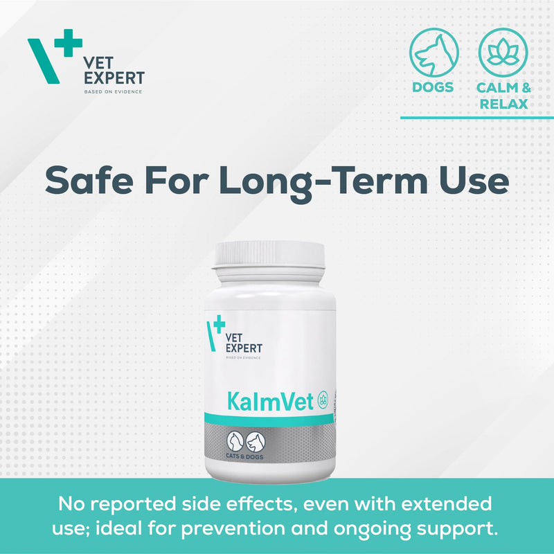 Vet Expert Kalmvet Stress and Anxiety Relief Supplement for Dogs and Cats – Promotes Relaxation with Chamomile, L-Tryptophan, and Valerian Root Extract 60 Twist off Capsules