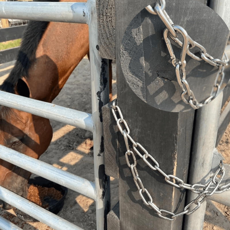Gate Chain Link for Outdoor Fence Yard with Carabiner Stainless Steel Gate Latches Lock for Horse Goat Dog Stall Supplies Wooden Fence Barn 20inch-1PCS - BeesActive Australia