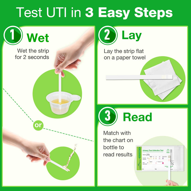Easy@Home Urinary Tract Infection Test: UTI Test Strips Urinalysis Dip Stick Kit, Urine Testing Nitrites Leukocytes 2 Parameters, Individually Wrapped UTIs Tests (40 Pack)