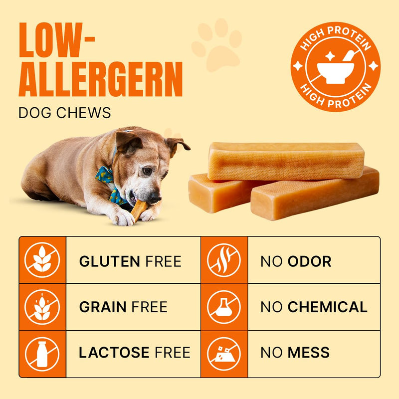 Tibetan Yak Cheese Dog Chew Sticks - Natural, Handmade, Long-Lasting, Easy to Digest, Ideal for Medium Dogs and Aggressive Chewers, Rawhide,Grain and Gluten Free, Keeps Dogs Busy, 3 Chews Medium - 3 Count - PawsPlanet Australia