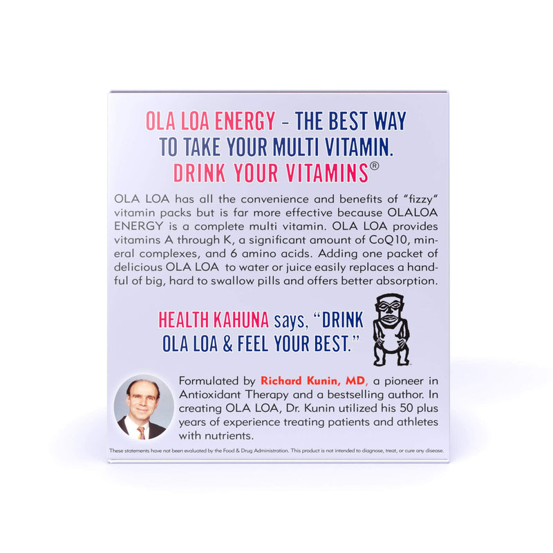 Ola Loa Energy Cran-Raspberry Multi Vitamin Drink Mix - Amino Energy Powder, Gluten Free, Detox, Dairy Free, Caffeine Free - Drink Your Vitamins for the Rigors of Daily Life - 30 Packets (8.25oz)