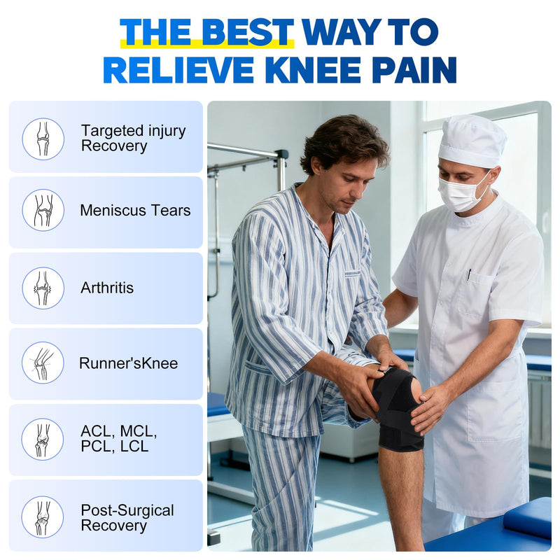 Knee Brace for Women Men Adjustable Cross Strap, Knee Braces for Meniscus Tear, Knee Pain Support with Side Stabilizers, Relieves ACL, MCL, Arthritis, Knee Pain for Patella Stability Large
