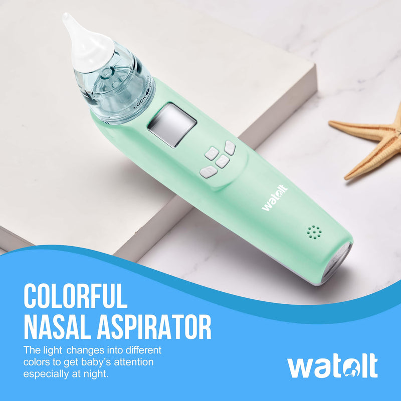 Watolt Baby Nasal Aspirator - Electric Nose Suction for Baby - Automatic Booger Sucker for Infants - Battery Powered Snot Mucus Remover for Kids Toddlers Green