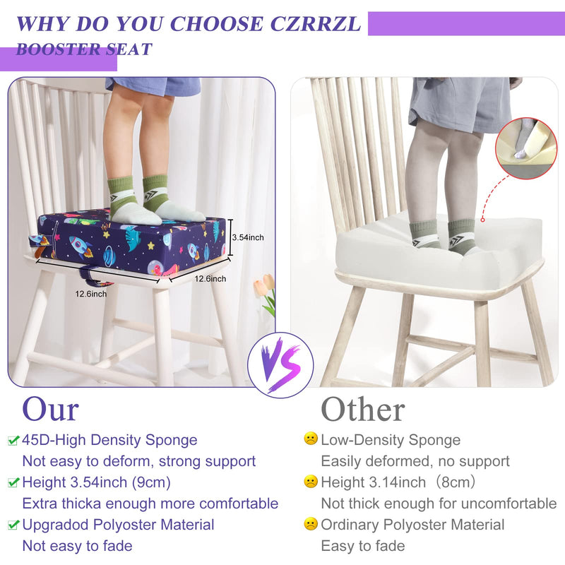 Toddler Booster Seat for Dining Table 45D Cartoon Stronger Support Booster Seat for Dining Table Washable 2 Safer Straps Non-Slip Bottom Portable Booster Chair for Toddlers Kid Baby Eating Travel Home Dark Blue-Dinosaur - BeesActive Australia