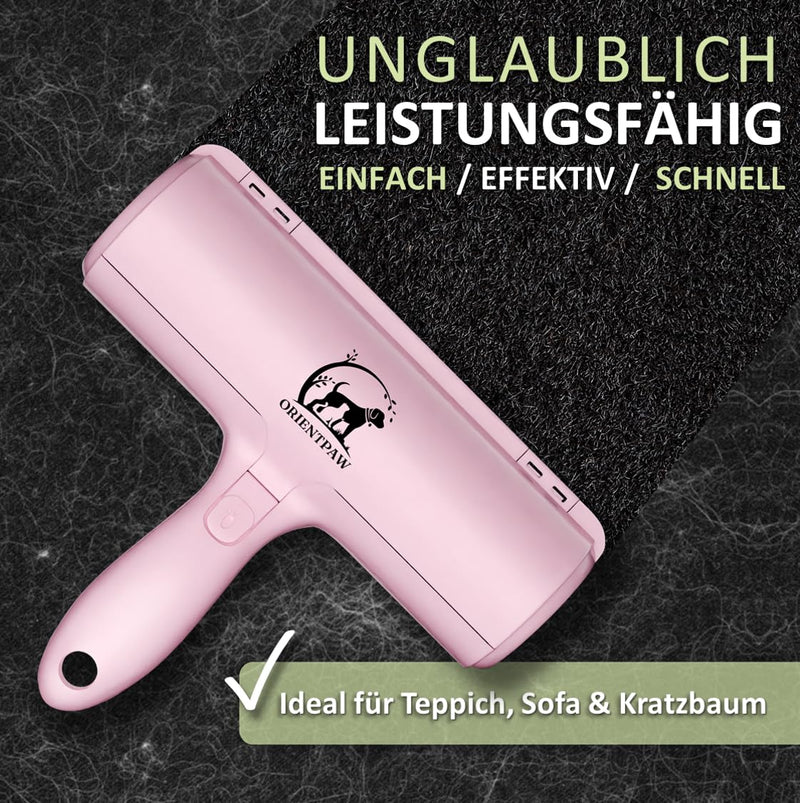 ORIENTPAW® Professional Pet Hair Remover - Lint Roller for Cats & Dogs - 100% Hygiene Effective Cleaning - Reusable Self-Cleaning Cat Hair Remover Pink - For Carpet, Furniture, Sofa & Car Elegant Pink - BeesActive Australia
