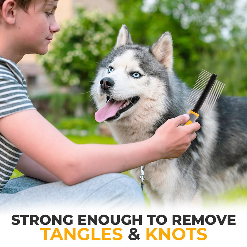 Double-Sided Pet Pin Comb - Dual-Action Flea Removal & Tangle-Free Grooming Tool for Dogs and Cats, Gentle on Skin, Ideal for All Fur Types - BeesActive Australia